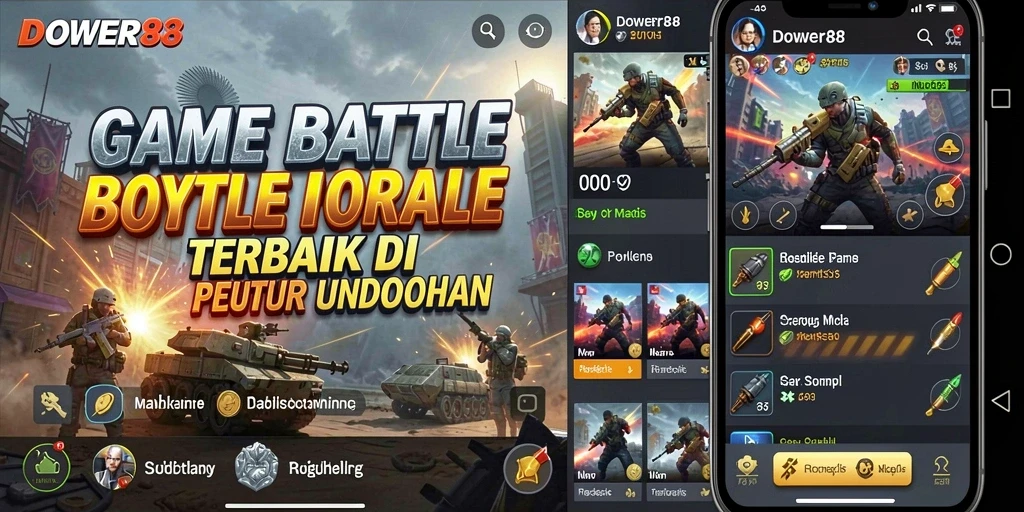 Screenshot utama DOWER88 menunjukkan aksi seru dalam permainan Battle Royale.
