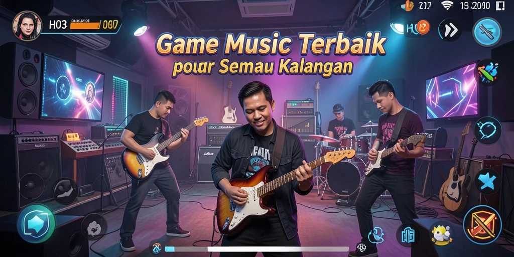 Tampilan permainan musik yang mendebarkan dan interaktif.