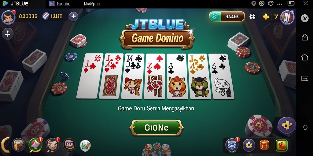 Screenshot dari gameplay seru di JTBLUE, menampilkan permainan Domino yang penuh tantangan.