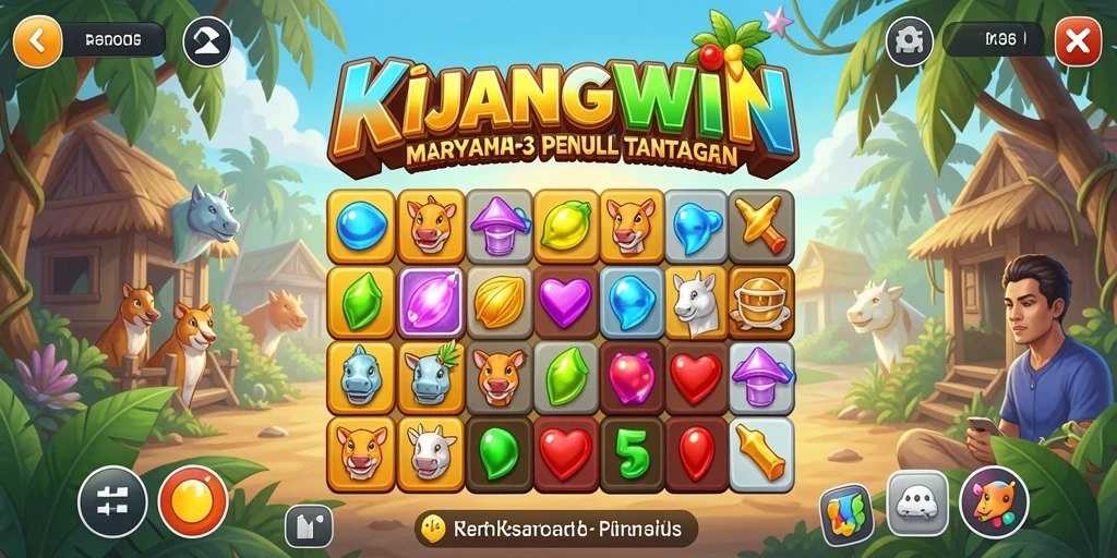Screenshot gameplay KIJANGWIN menampilkan aksi mencocokkan elemen.