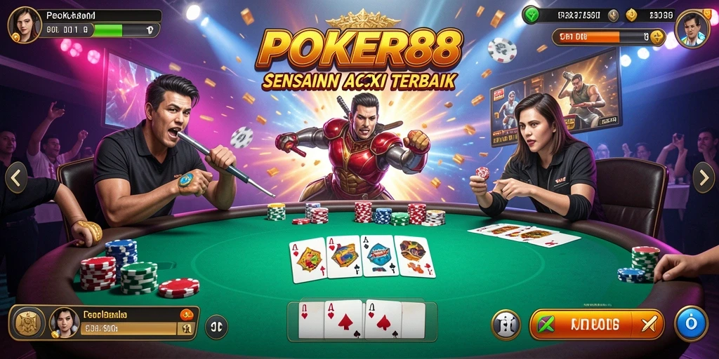 Tampilan gameplay menegangkan di POKER88.