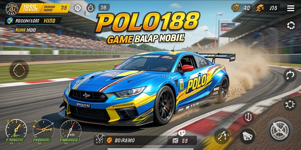 Screenshot utama POLO188 menampilkan aksi balap mobil yang mendebarkan.