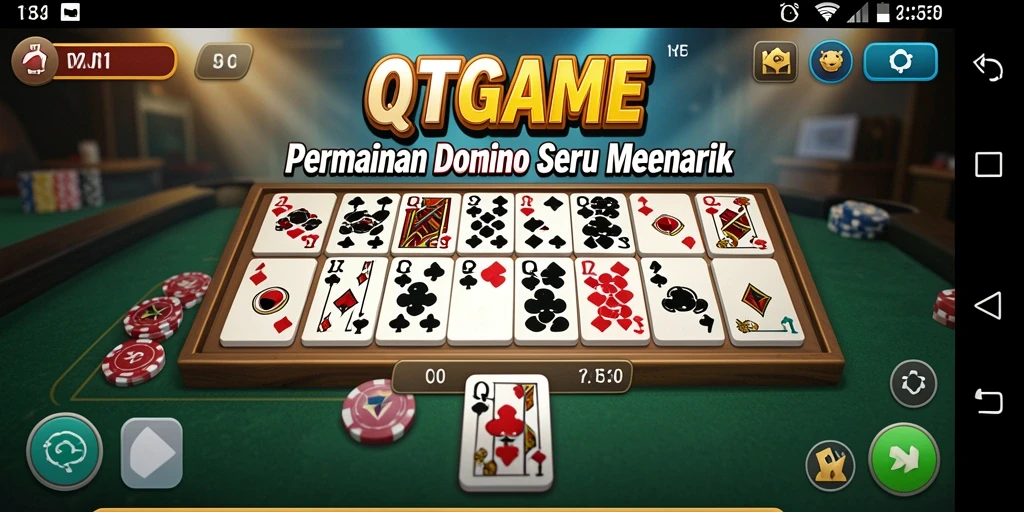 Screenshot gameplay QTGAME yang menunjukkan keseruan bermain Domino.