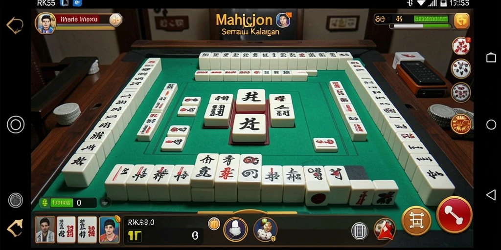 Screenshot utama RK55 menampilkan gameplay Mahjong yang menarik dan seru.
