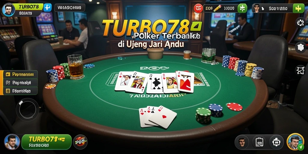 Screenshot TURBO78 menampilkan keseruan bermain Poker dengan teman dan pemain lain.